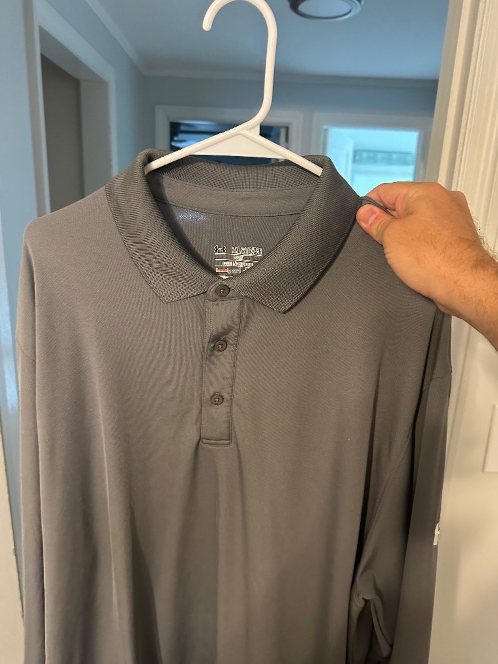 Under Armour gray long sleeve polo xxl